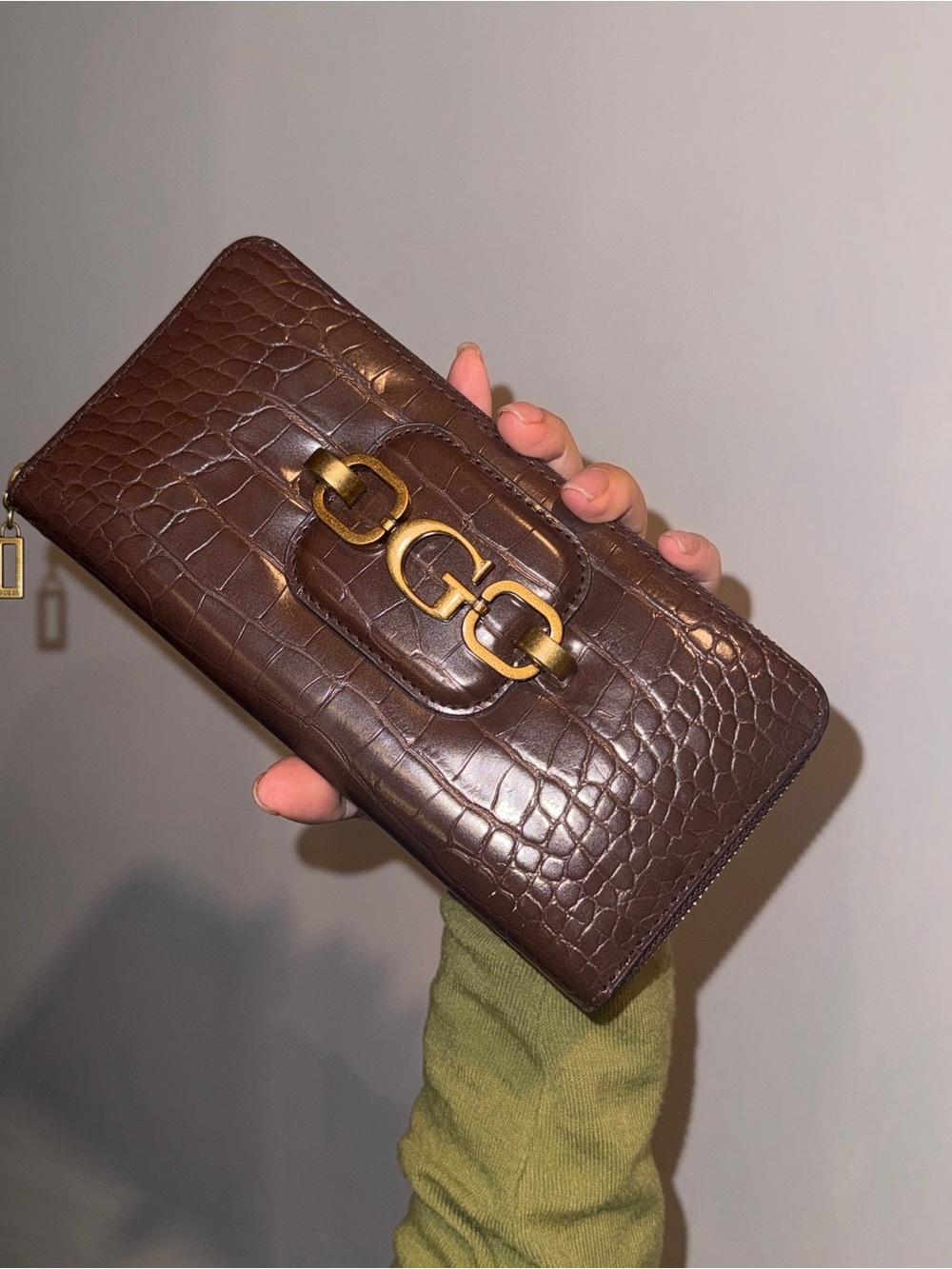 GUESS Croc Large Zip Around Wallet
